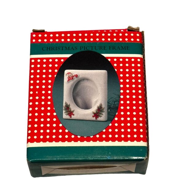 Ceramic Holiday Picture Frame With Santa & Holly Design Festive Decor - Picture 5 of 11